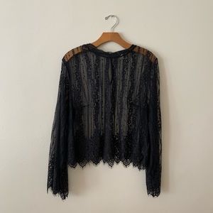 Lace Black Long-Sleeved Top